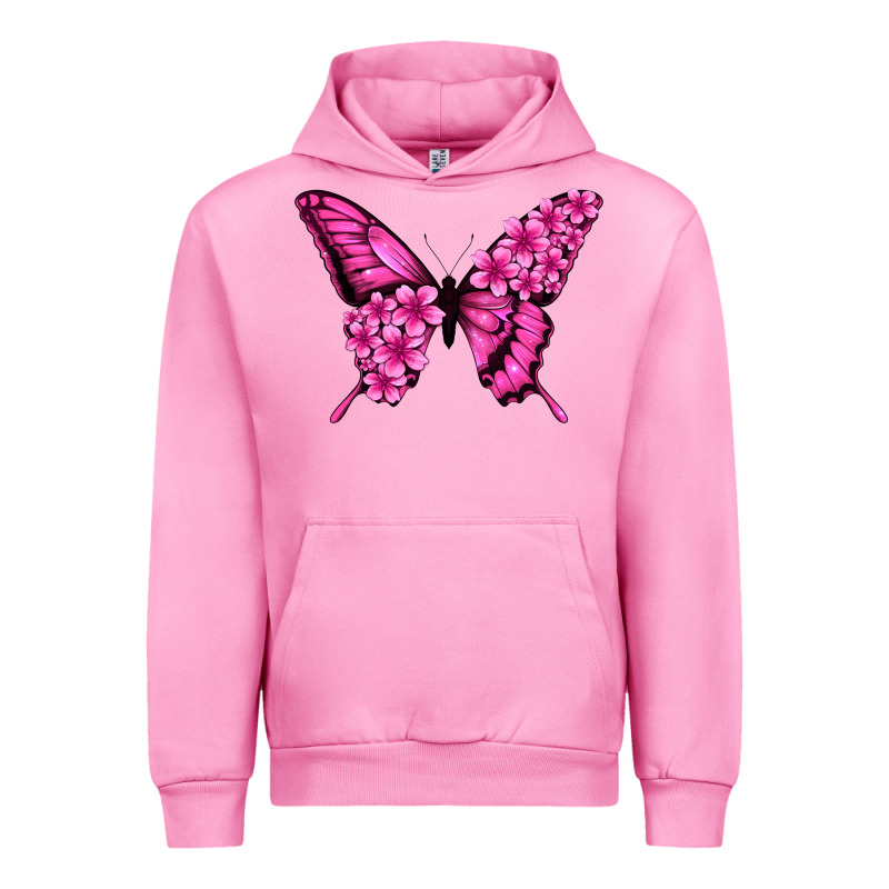 Floral Pink Butterfly Urban Hoodie by NancyCooperArtShop | Teevron