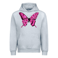 Heather Grey Floral pink butterfly Urban Hoodie - NancyCooperArtShop