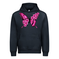 Navy Floral pink butterfly Urban Hoodie - NancyCooperArtShop