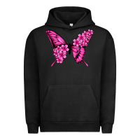 Pigment Black Floral pink butterfly Urban Hoodie - NancyCooperArtShop