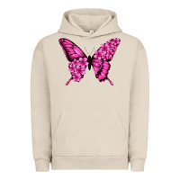 Pigment French Oak Floral pink butterfly Urban Hoodie - NancyCooperArtShop