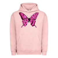 Pigment Salmon Floral pink butterfly Urban Hoodie - NancyCooperArtShop