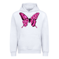 White Floral pink butterfly Urban Hoodie - NancyCooperArtShop