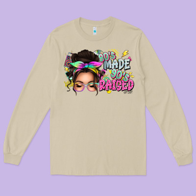 Long Sleeve Tee 80s made 90s raised messy bun