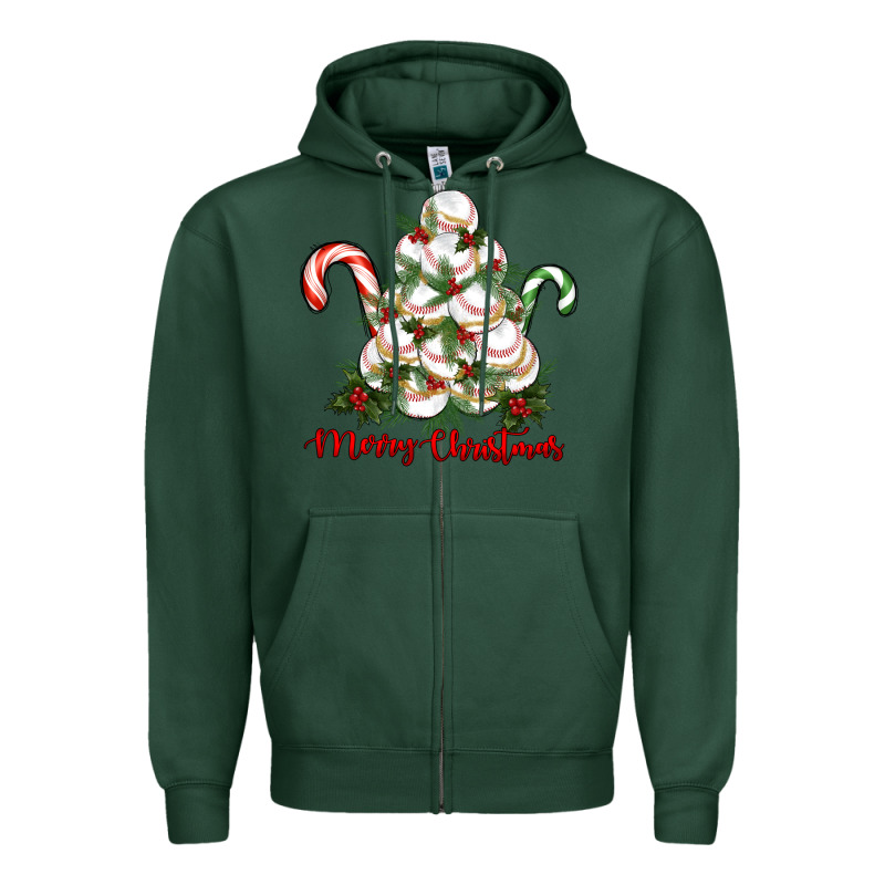 Merry Christmas Baseball Zipper Hoodie by RanaPortraitStore | Teevron