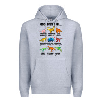 Heather Grey god says i am dinosaurs handsome Premium Hoodie - MaliasSmallBusiness