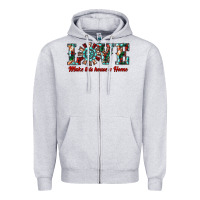 Heather Grey love make this house a home Zipper Hoodie - RanaPortraitStore