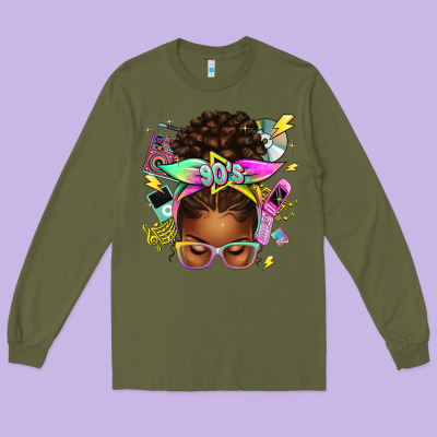 Long Sleeve Tee 90s afro messy bun