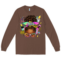 Chestnut 90s afro messy bun Long Sleeve Tee - texasbilliewilder