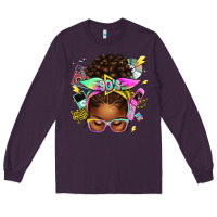 Plum 90s afro messy bun Long Sleeve Tee - texasbilliewilder