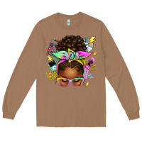 Toasted Coconut 90s afro messy bun Long Sleeve Tee - texasbilliewilder