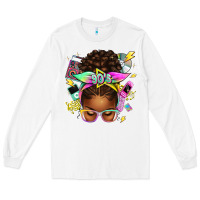 White 90s afro messy bun Long Sleeve Tee - texasbilliewilder