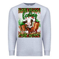 Heather Grey Christmas feeling jolly cow Premium Sweatshirt - Artiststas