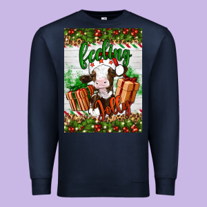 Christmas Feeling Jolly Cow Premium Sweatshirt Designed By Artiststas