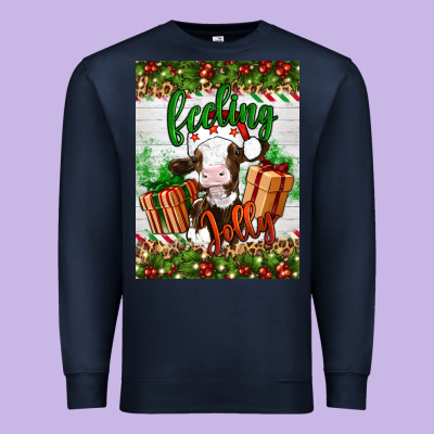 Christmas Feeling Jolly Cow Premium Sweatshirt Designed By Artiststas