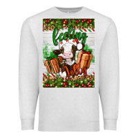 Oatmeal Heather Christmas feeling jolly cow Premium Sweatshirt - Artiststas