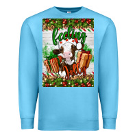 Ocean Blue Christmas feeling jolly cow Premium Sweatshirt - Artiststas