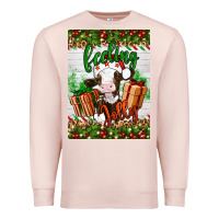 Pale Pink Christmas feeling jolly cow Premium Sweatshirt - Artiststas