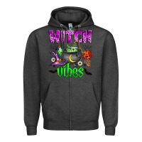 Charcoal Heather witch vibes Zipper Hoodie - Zillion Design Studio