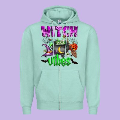 Witch Vibes Zipper Hoodie Designed By Zillion Design Studio