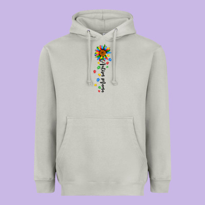 Autism Mama Sunflower Black Heavyweight Hoodie Designed By Jahusdesignshop