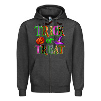 Charcoal Heather trick or treat Zipper Hoodie - Zillion Design Studio