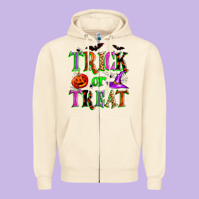 Trick Or Treat Zipper Hoodie Designed By Zillion Design Studio