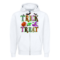 White trick or treat Zipper Hoodie - Zillion Design Studio