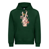 Forest Green hand peace sign Urban Hoodie - MaliasSmallBusiness