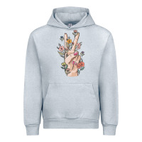 Heather Grey hand peace sign Urban Hoodie - MaliasSmallBusiness