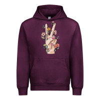 Mauve Wine hand peace sign Urban Hoodie - MaliasSmallBusiness