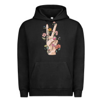 Pigment Black hand peace sign Urban Hoodie - MaliasSmallBusiness
