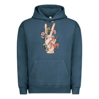 Pigment Midnight Navy hand peace sign Urban Hoodie - MaliasSmallBusiness