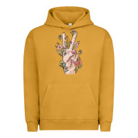 Pigment Peanut Butter hand peace sign Urban Hoodie - MaliasSmallBusiness