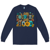 Navy a little country a little hood Long Sleeve Tee - texasbilliewilder