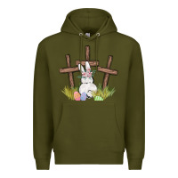 Army Green floral watercolor easter bunny cross Premium Hoodie - MaliasSmallBusiness