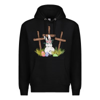 Black floral watercolor easter bunny cross Premium Hoodie - MaliasSmallBusiness