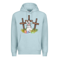 Blue Mist floral watercolor easter bunny cross Premium Hoodie - MaliasSmallBusiness