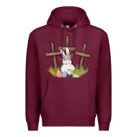 Burgundy floral watercolor easter bunny cross Premium Hoodie - MaliasSmallBusiness