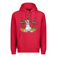 Cardinal floral watercolor easter bunny cross Premium Hoodie - MaliasSmallBusiness