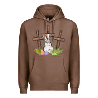 Chestnut floral watercolor easter bunny cross Premium Hoodie - MaliasSmallBusiness