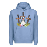 Colony Blue floral watercolor easter bunny cross Premium Hoodie - MaliasSmallBusiness