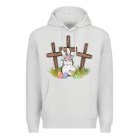 Dove Grey floral watercolor easter bunny cross Premium Hoodie - MaliasSmallBusiness