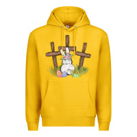 Lemon floral watercolor easter bunny cross Premium Hoodie - MaliasSmallBusiness