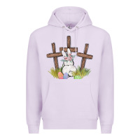 Lilac floral watercolor easter bunny cross Premium Hoodie - MaliasSmallBusiness
