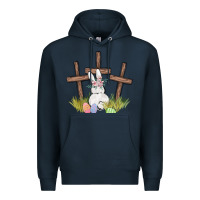 Navy floral watercolor easter bunny cross Premium Hoodie - MaliasSmallBusiness