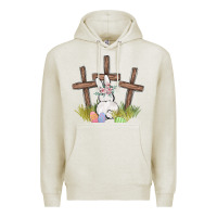 Oatmeal Heather floral watercolor easter bunny cross Premium Hoodie - MaliasSmallBusiness