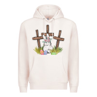 Pale Pink floral watercolor easter bunny cross Premium Hoodie - MaliasSmallBusiness