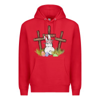 Red floral watercolor easter bunny cross Premium Hoodie - MaliasSmallBusiness
