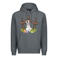 Rock floral watercolor easter bunny cross Premium Hoodie - MaliasSmallBusiness